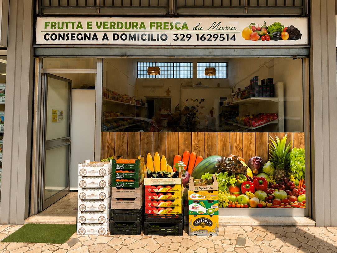 Vetrina del negozio Ortofrutta da Maria