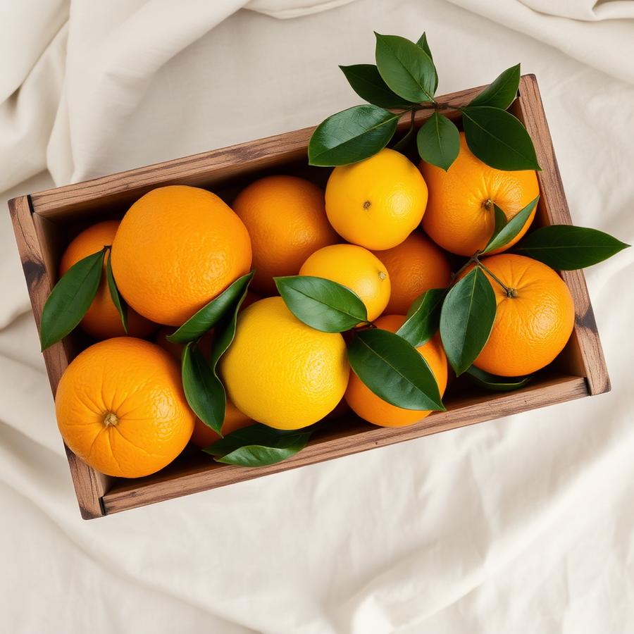 Arance, limoni e mandarini in cassetta