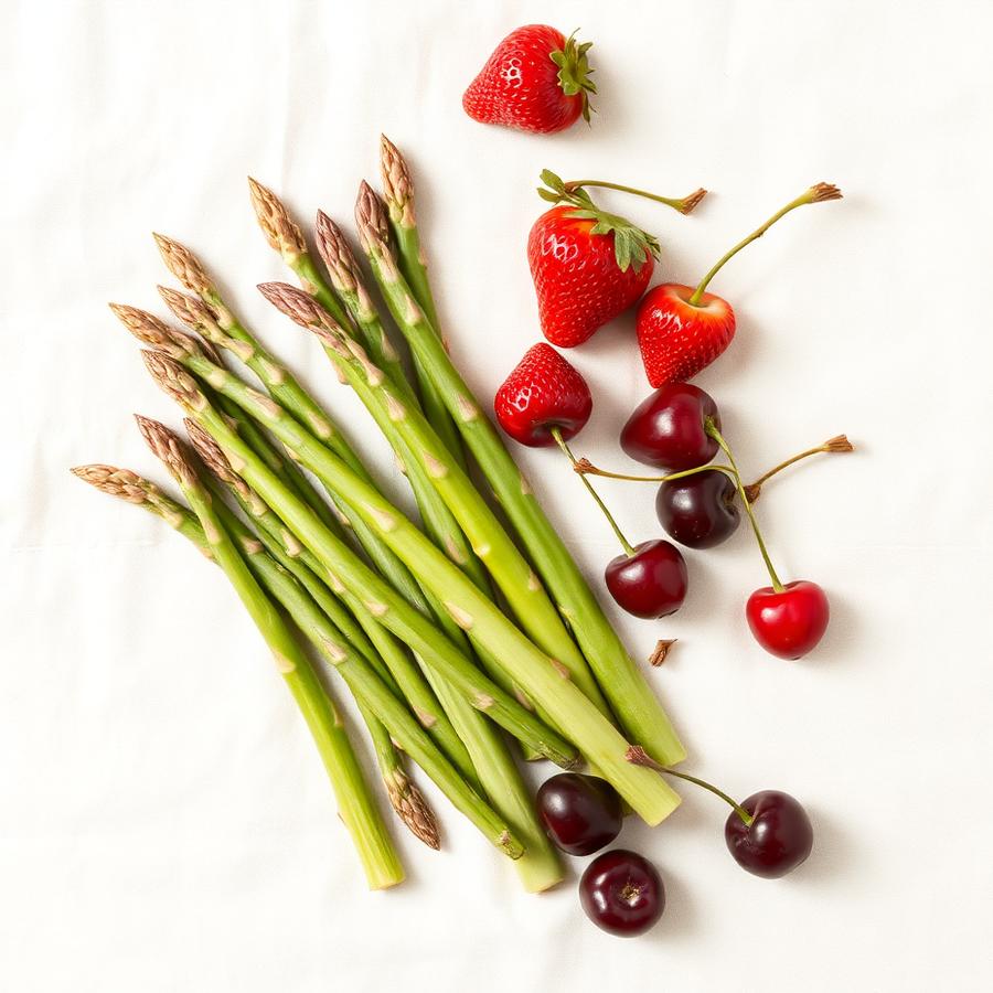 Primizie di stagione: asparagi, fragole, ciliegie